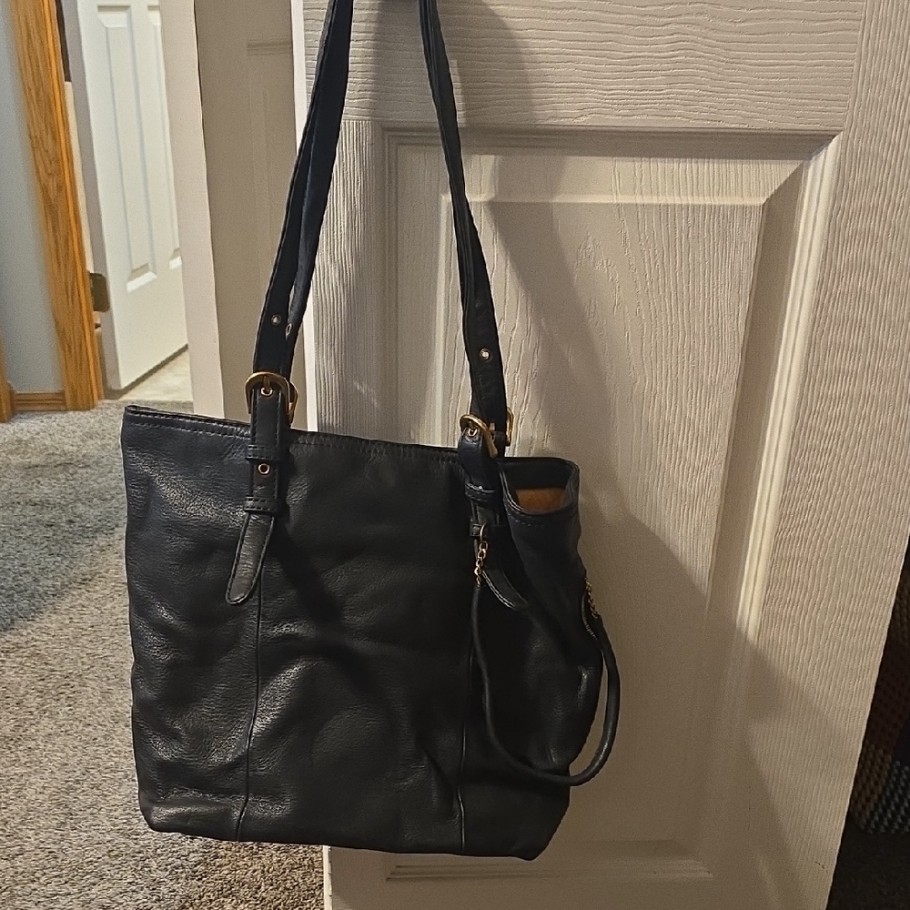 Vintage HOBO Elegant Black Leather Shoulder Bag